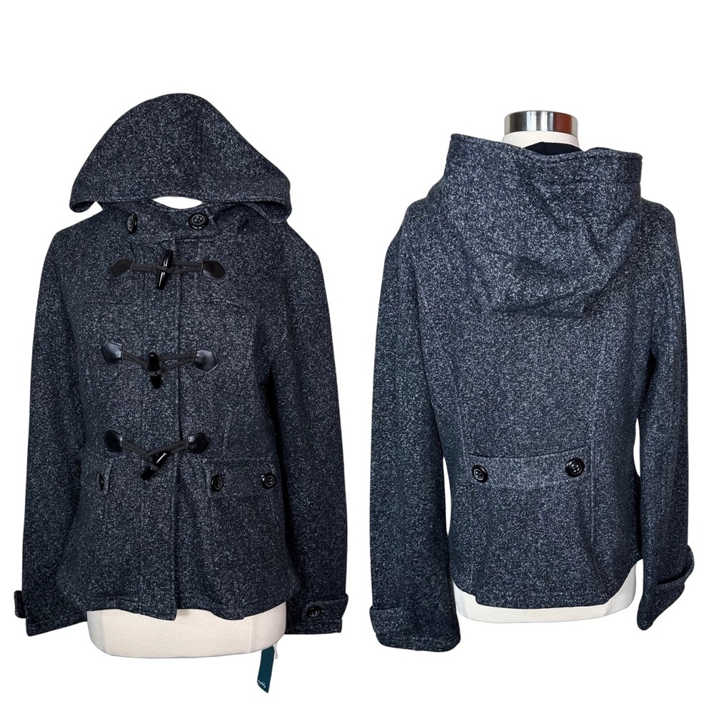 Sebby Women's Gray Pea Coat with Hood